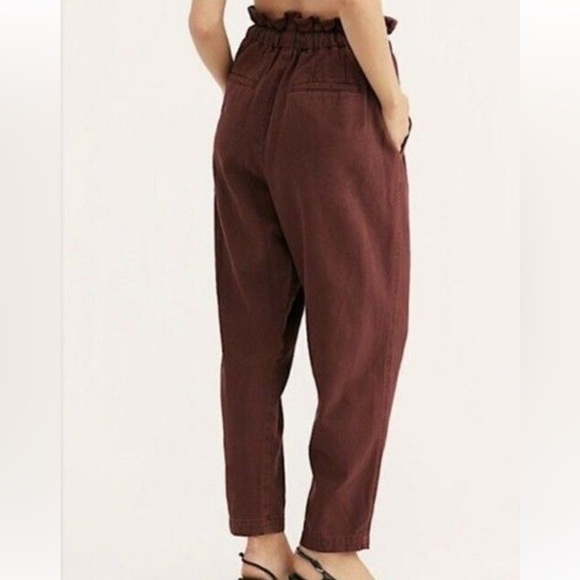 Free People Maroon Paper Bag Waist Pants - Picture 2 of 6